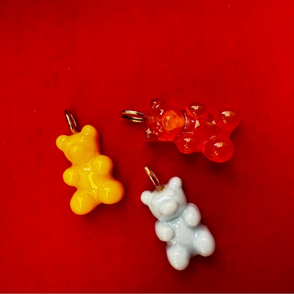 🐻 14k gold charm gummy bear resin necklace solid yellow gold bail kitsch kawaii